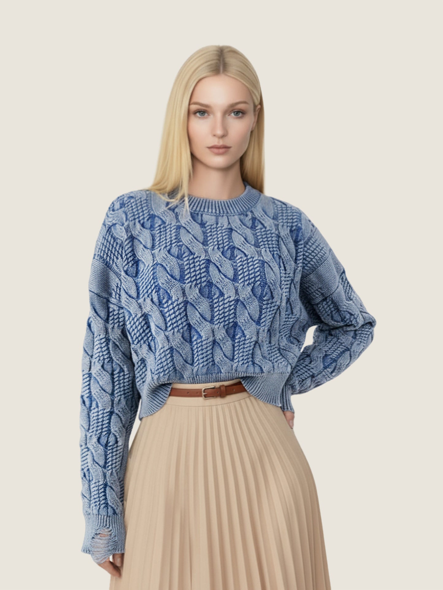 Cable Knit Cotton Sweater M31N