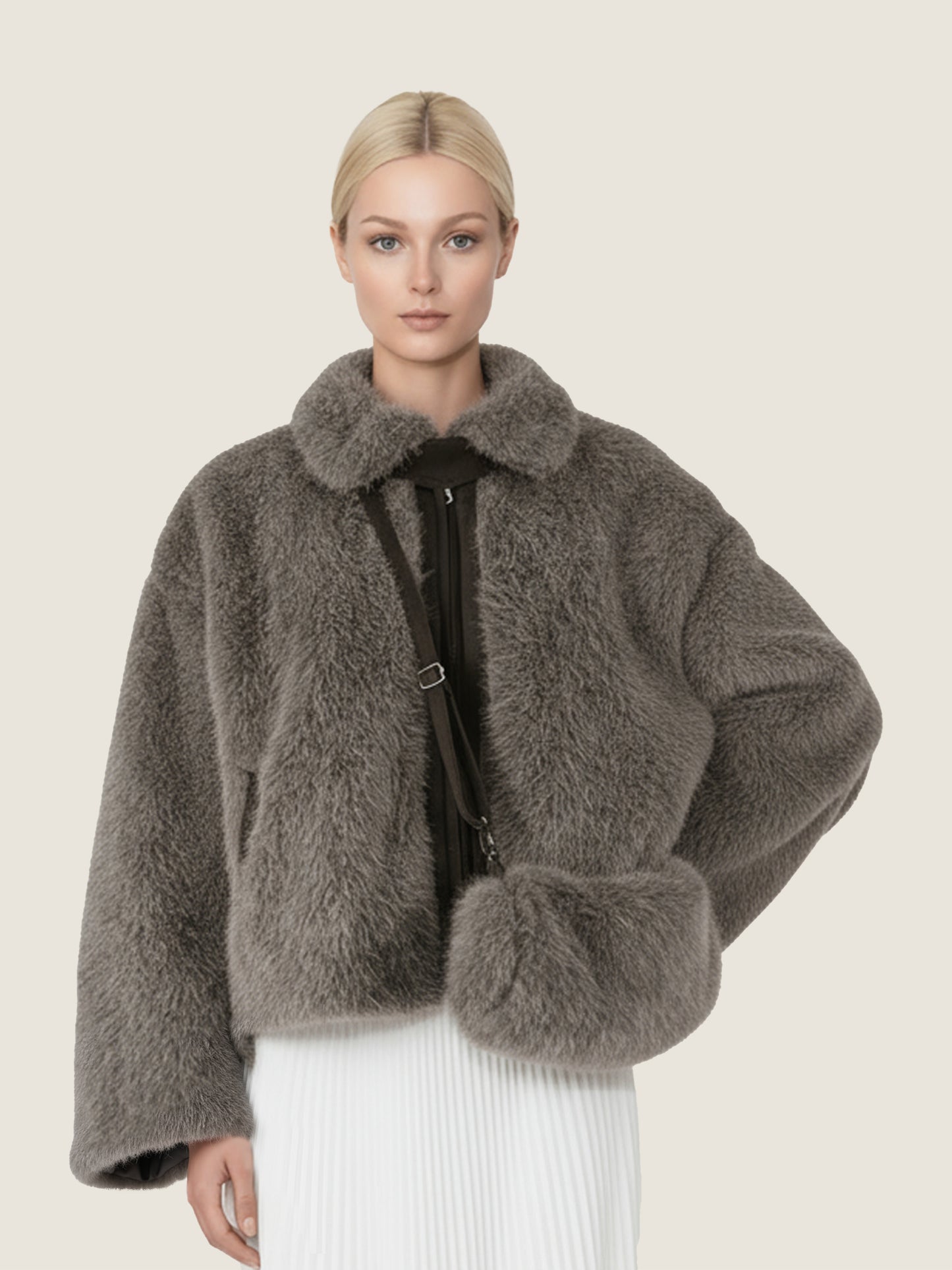 Plush Contrast Zip Jacket M31N