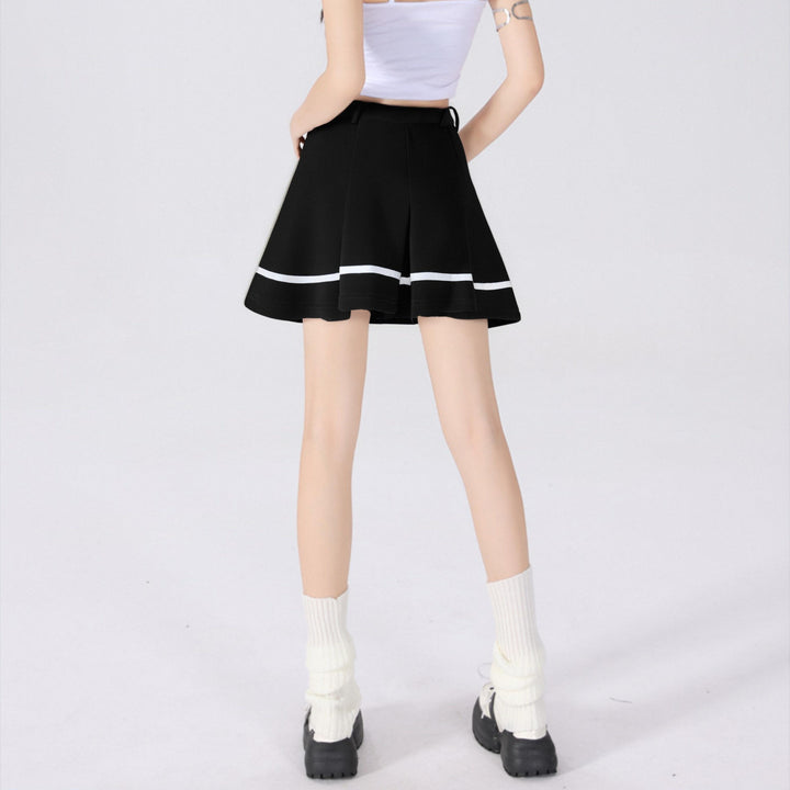[M31N] Stylish A Line Mini Skirt with Color Block and Rolled Edges 10075 Womenswear Bottom Cocktail