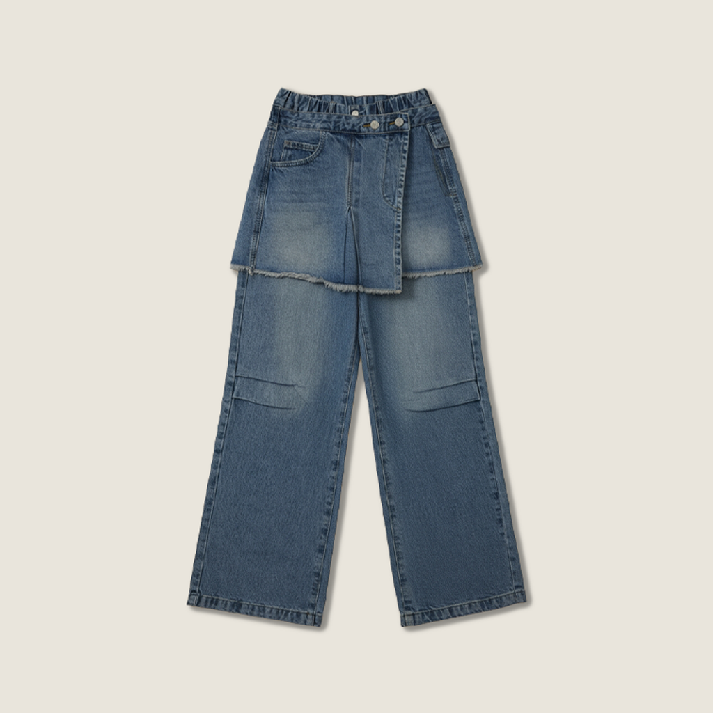 Deconstructed Denim Wide-Leg Jeans A10172