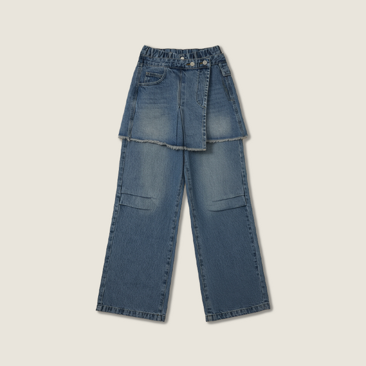 Deconstructed Denim Wide-Leg Jeans A10172
