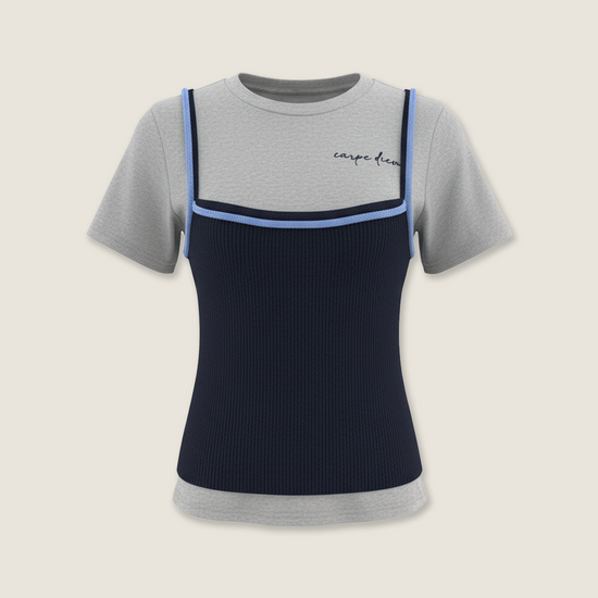 Mock Two-Piece Knit T-shirt M31N