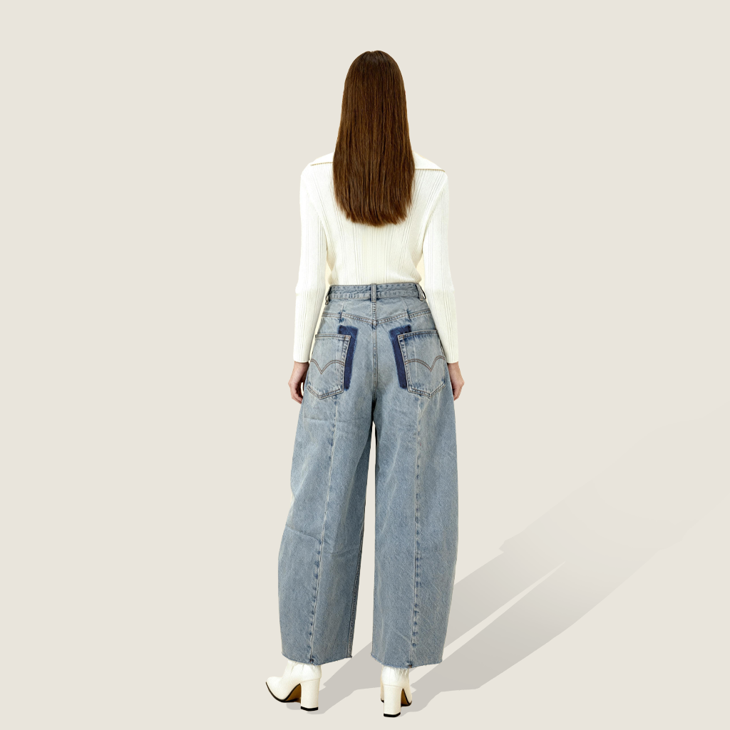 Women's High-Waisted Pleated Baggy Jeans-Artistic & Intellectual Loose Fit A10176