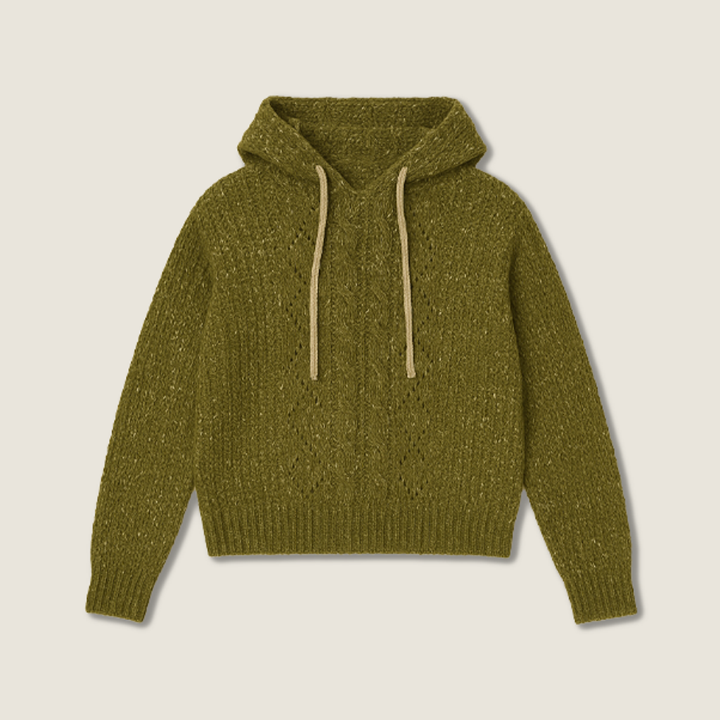 Women's Oversized Knit Hoodie Drawstring Pullover A10314