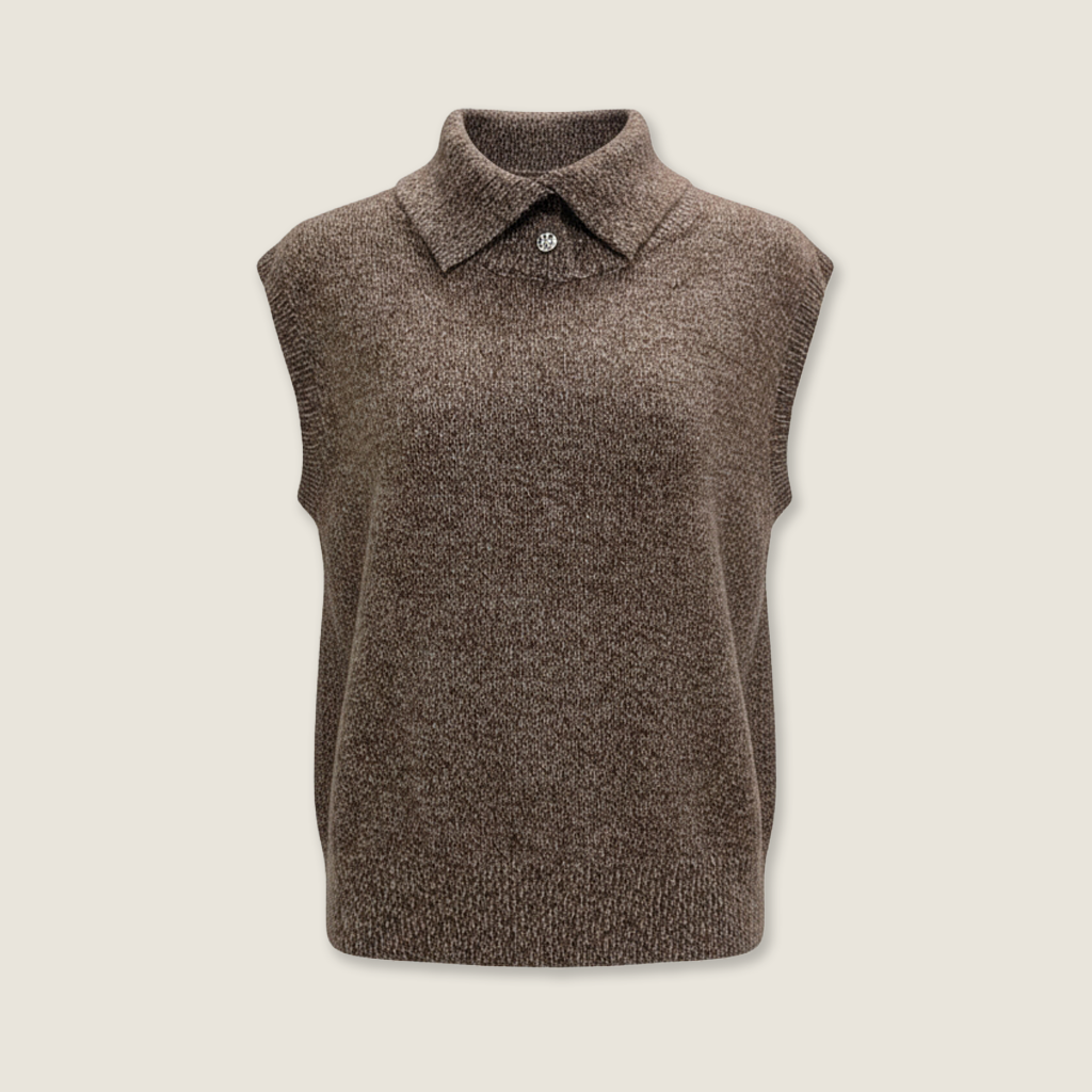Collared Sleeveless Knit Vest M31N