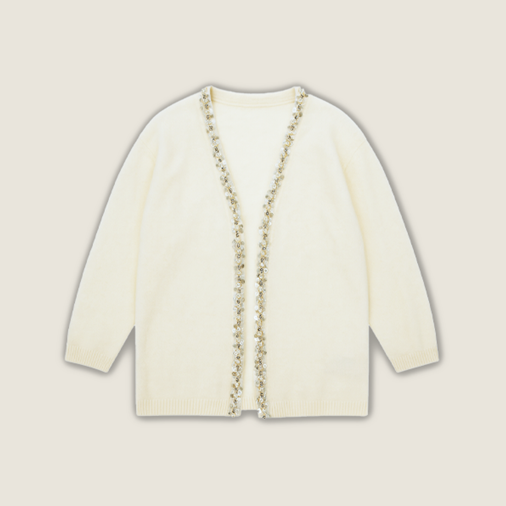 Pearl Sequins-Embellished Cardigan A10412
