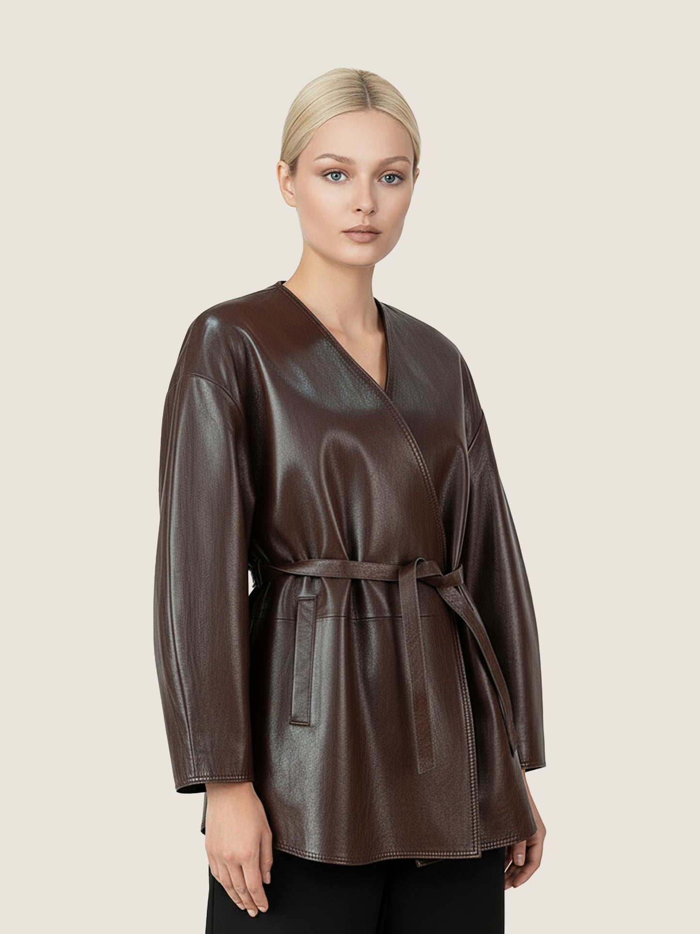 Lambskin Wrap Belt Jacket M31N