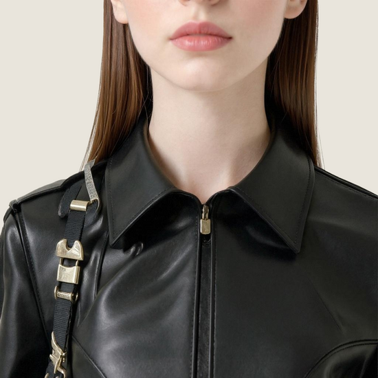 Women's Vegan Leather Lapel Jacket Trendy Urban Street Style A10216