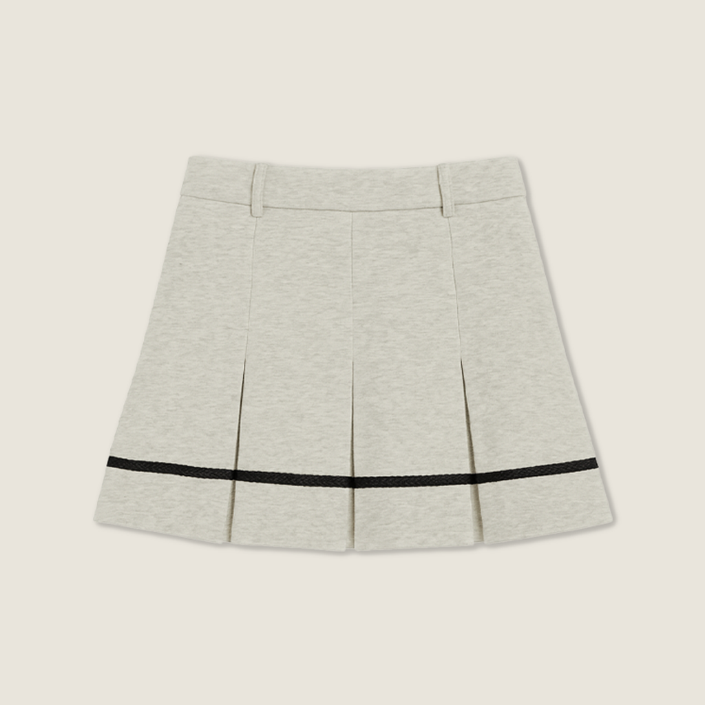 Women's Stylish A Line Mini Skirt with Color Block and Rolled Edges A10075