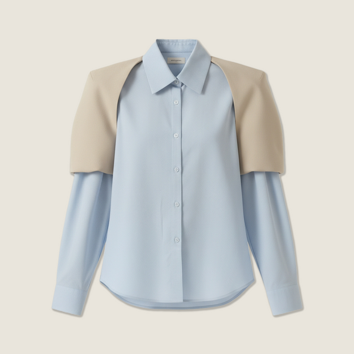 Textured Woven Two-Piece Shirt and Skirt Set