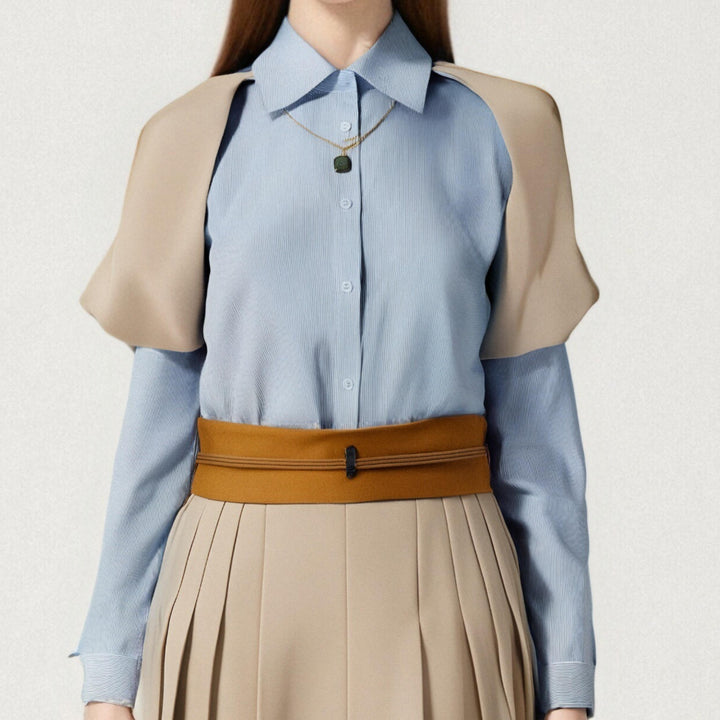 [M31N] Women's Urban Style Woven Shirt and Skirt Set Casual Two Piece Outfit 93111
