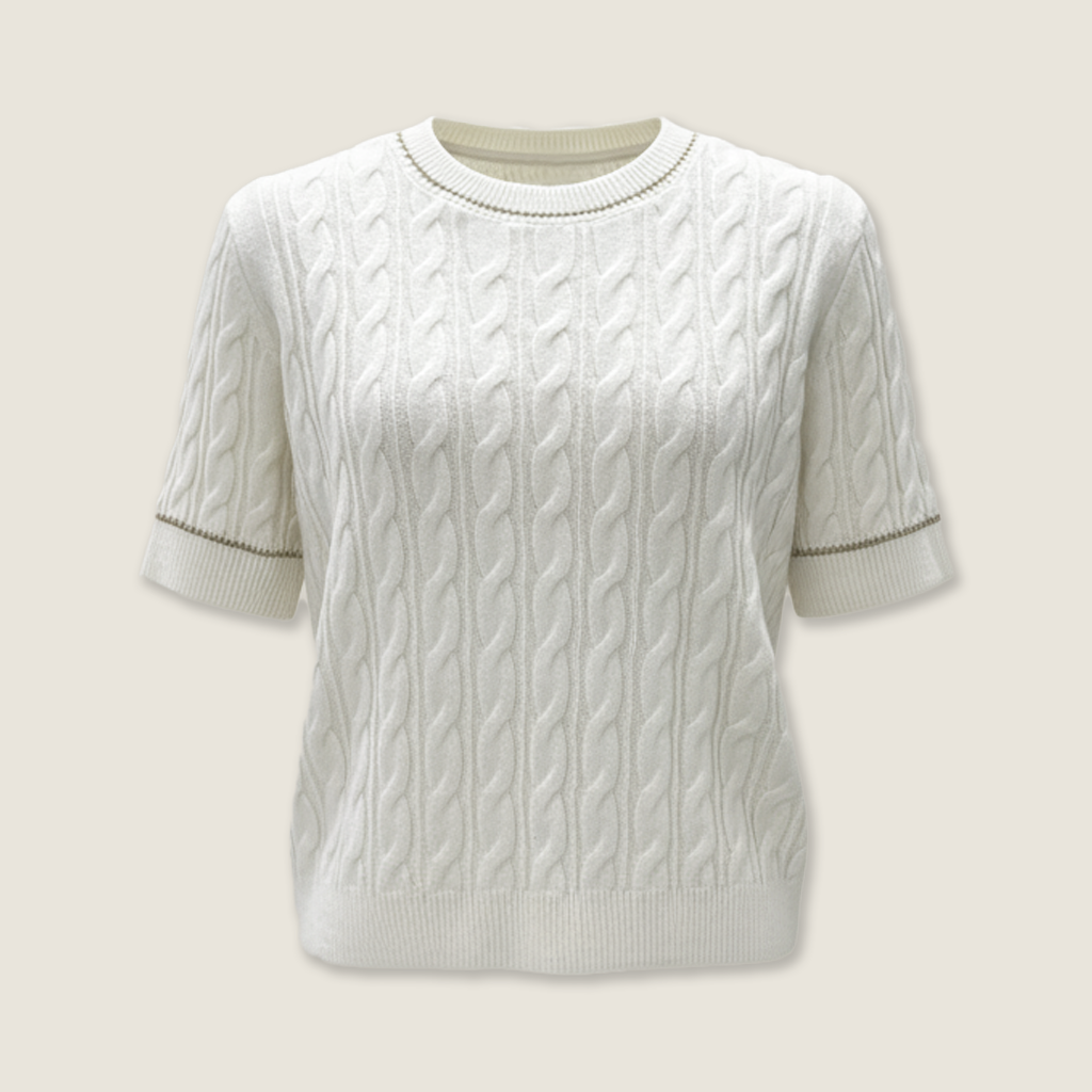 Cable-Knit Cardigan with Embellished Neckline M31N