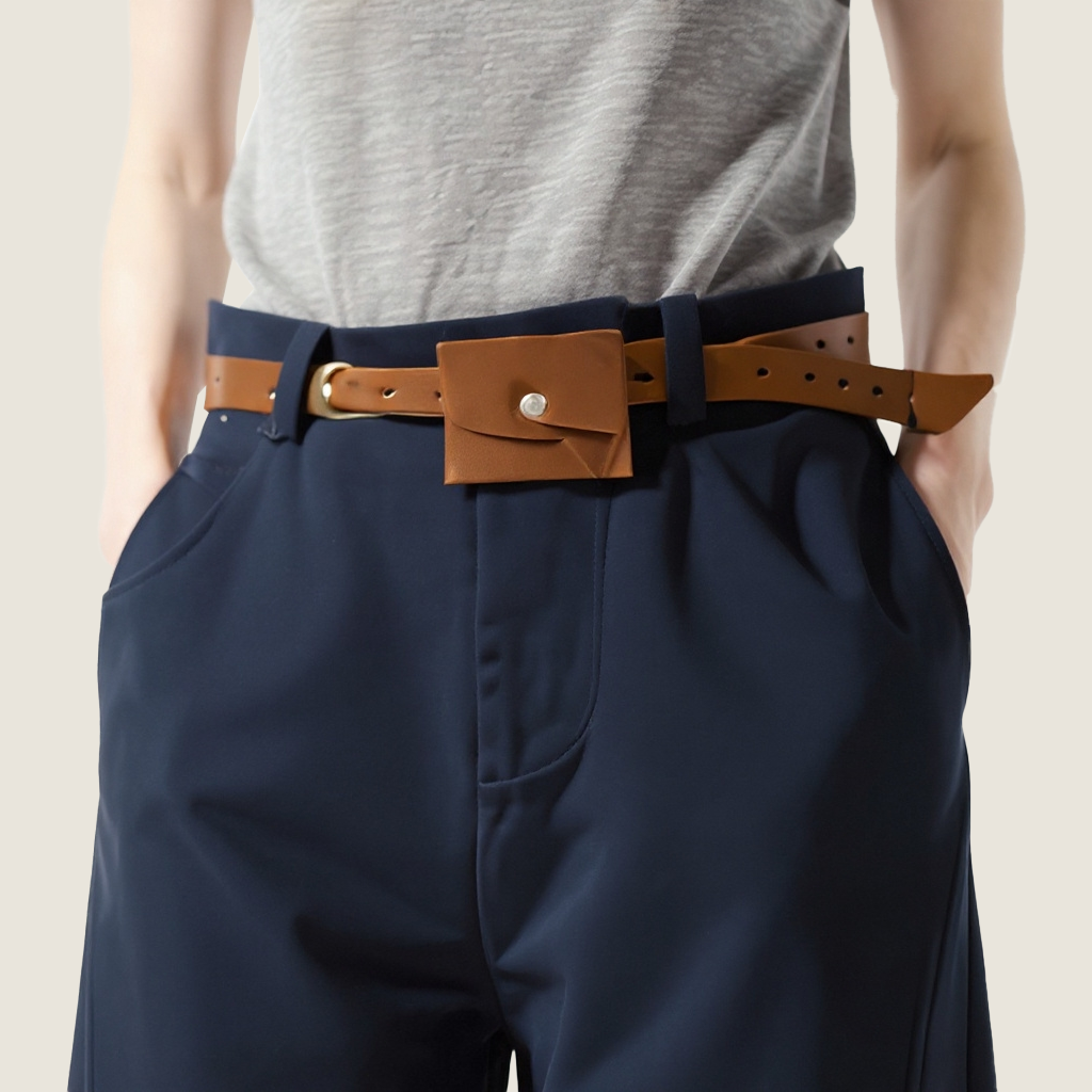 Women's High-Waisted Wide-Leg Trousers with Belt-Elegant & Intellectual Style A10184