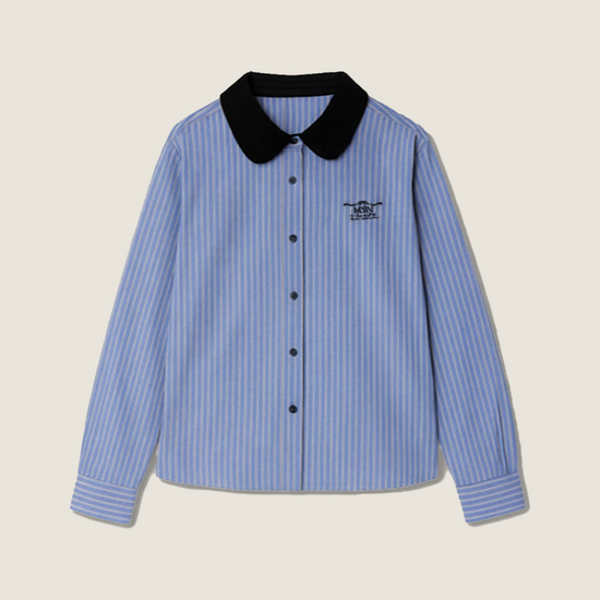 Corduroy Collar Striped Shirt M31N