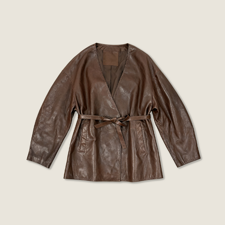 Lambskin Wrap Belt Jacket A10425