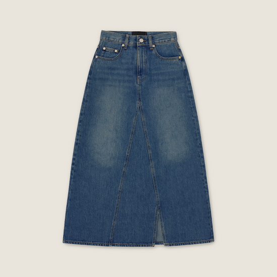 Denim Trim-Detail Mid-Rise Skirt A10089