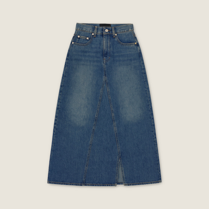 Denim Trim-Detail Mid-Rise Skirt A10089