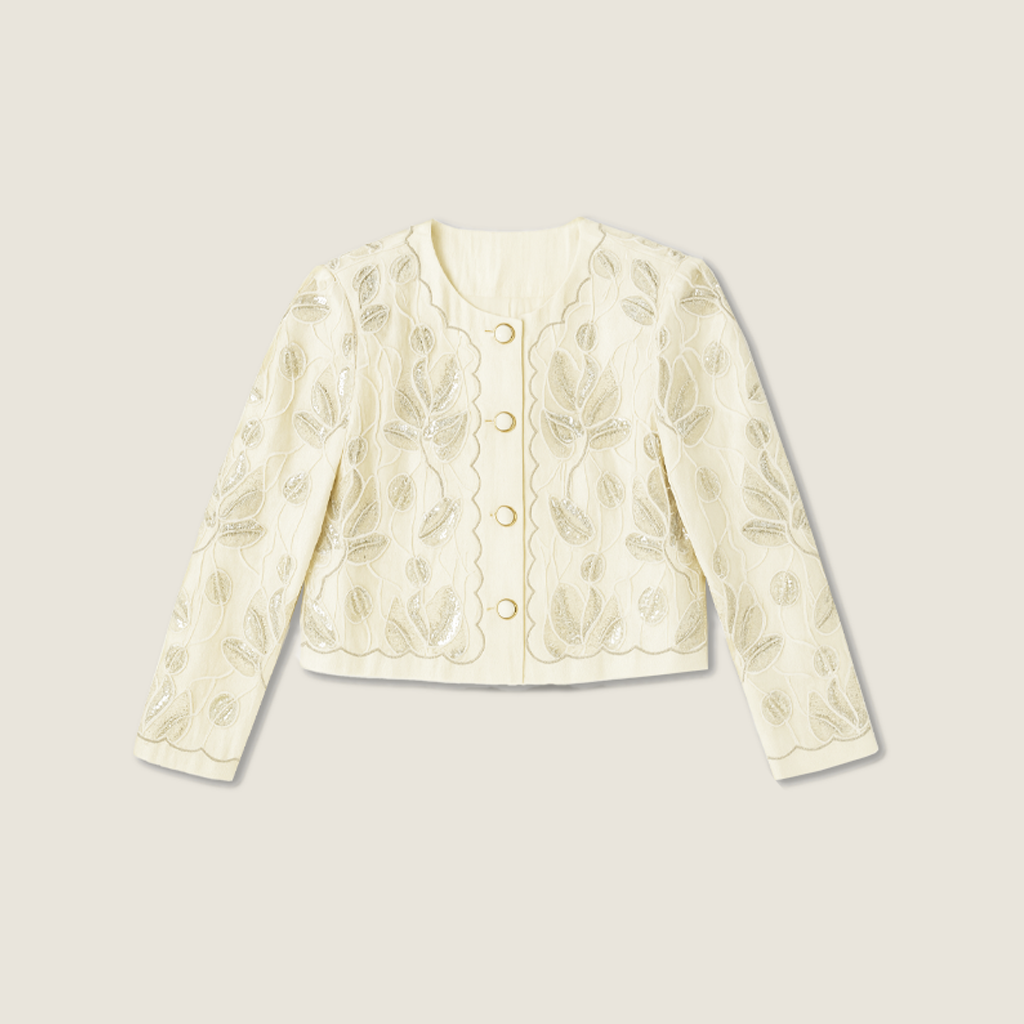 Floral Embroidery Jacket and Matching Skirt A10400