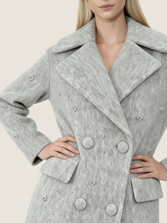 Embellished Wool Double-Breasted Coat M31N