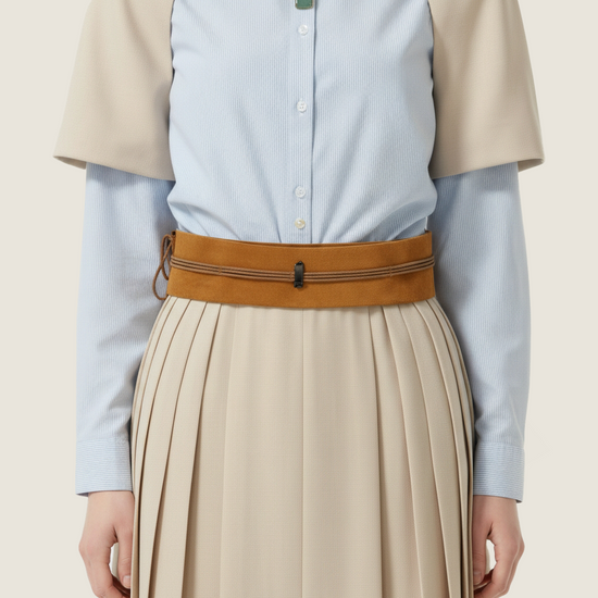 Textured Woven Two-Piece Shirt and Skirt Set