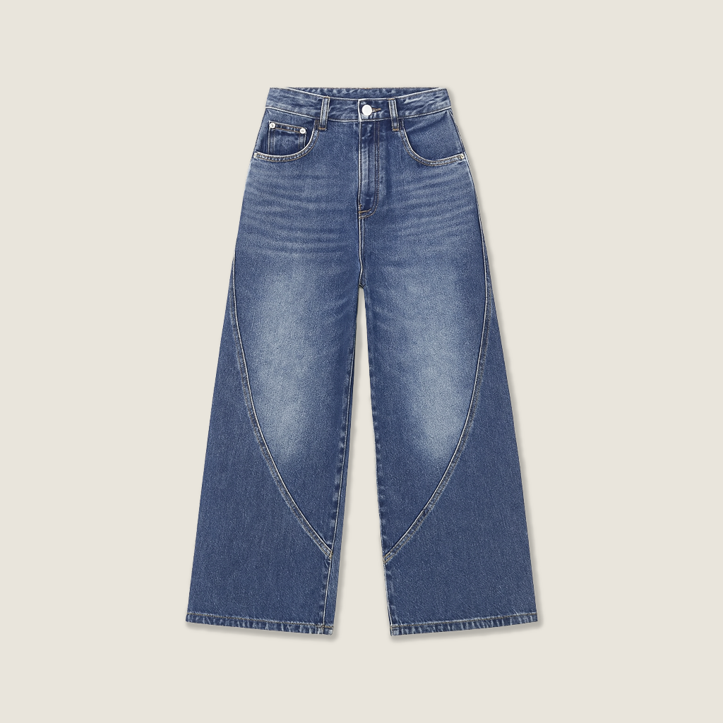 Women's Vintage Wash Wide Leg Jeans with Belt A10260