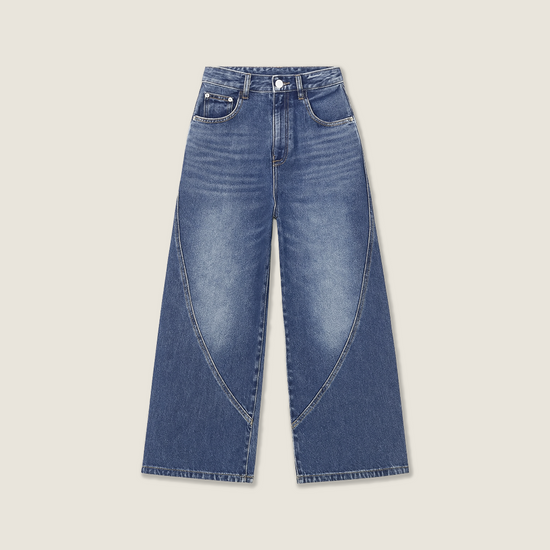 Women's Vintage Wash Wide Leg Jeans with Belt A10260