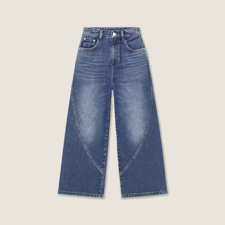 Women's Vintage Wash Wide Leg Jeans with Belt A10260