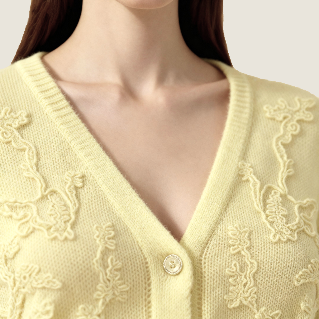 Sheer Embroidered Lace Knit Cardigan - M31N