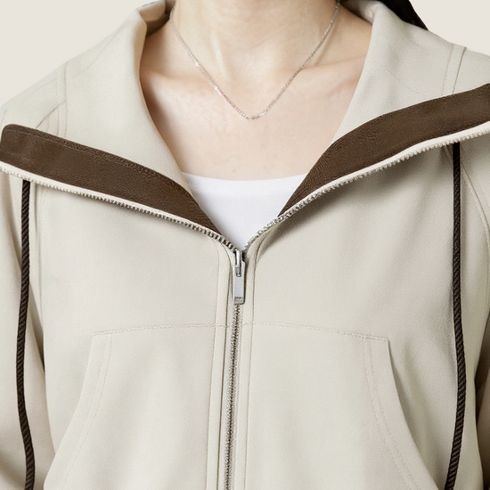 Women's Casual Long Sleeve Drawstring Cropped Zip-Up Hooded Sweatshirt A10240