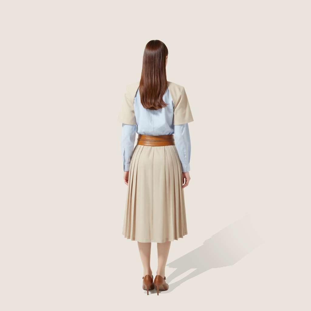 Textured Woven Two-Piece Shirt and Skirt Set