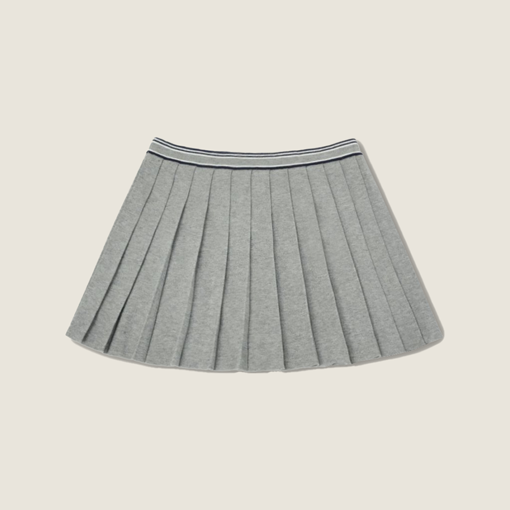 Women's High Waist A Line Knitted Pleated Skirt School Look A10034