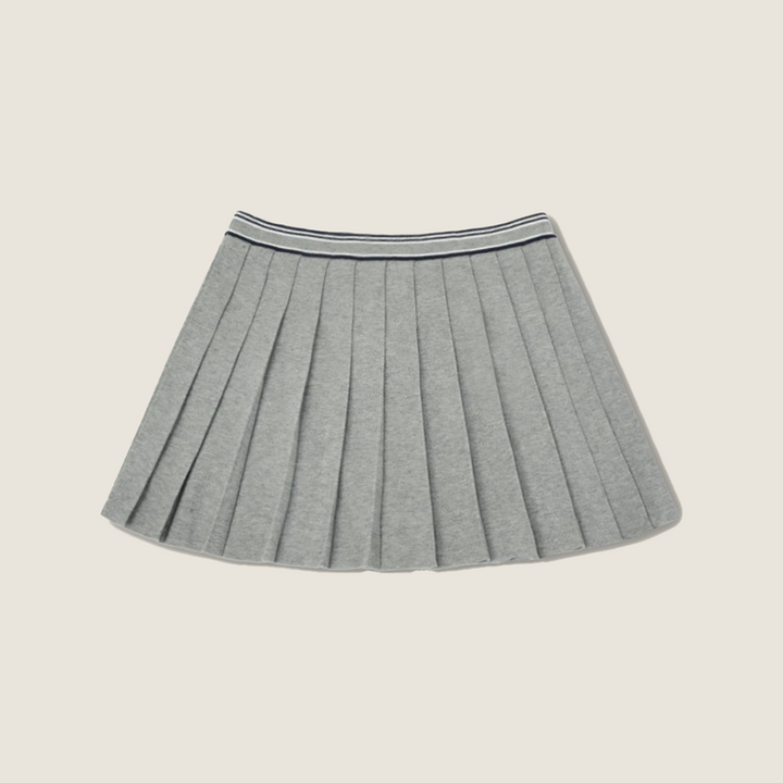Women's High Waist A Line Knitted Pleated Skirt School Look A10034