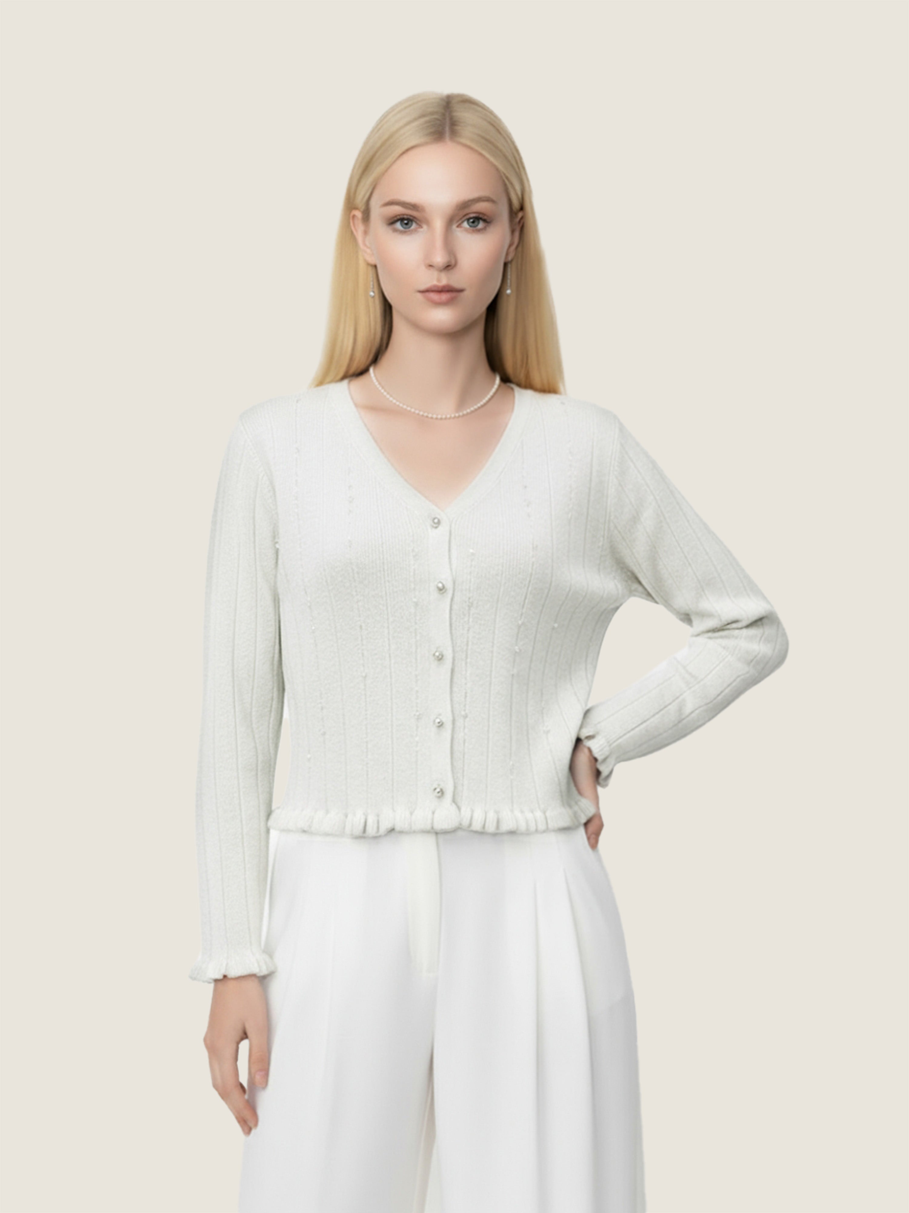 Ruffled Hem Cardigan M31N