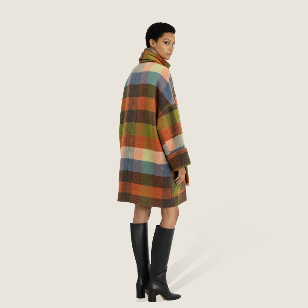 Check Coat with Scarf M31N