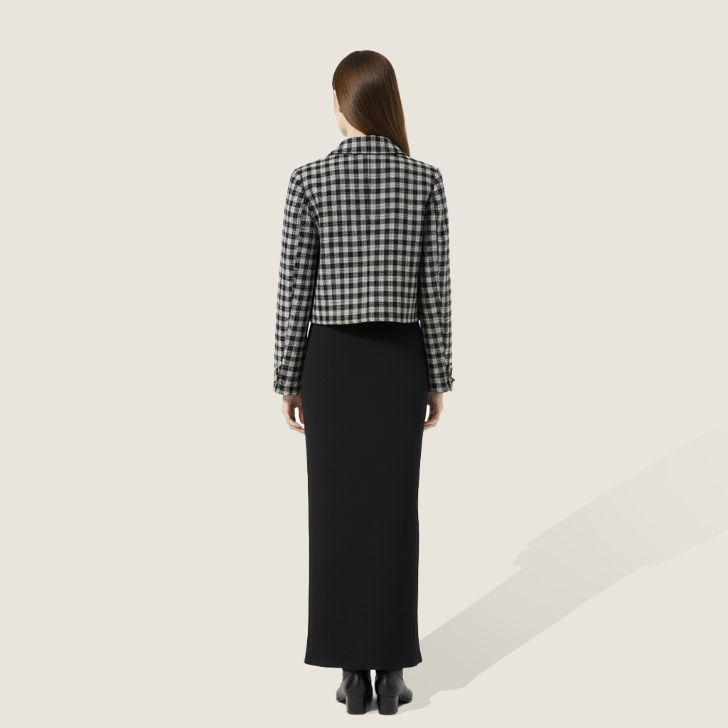 Checked Tweed Cropped Jacket M31N