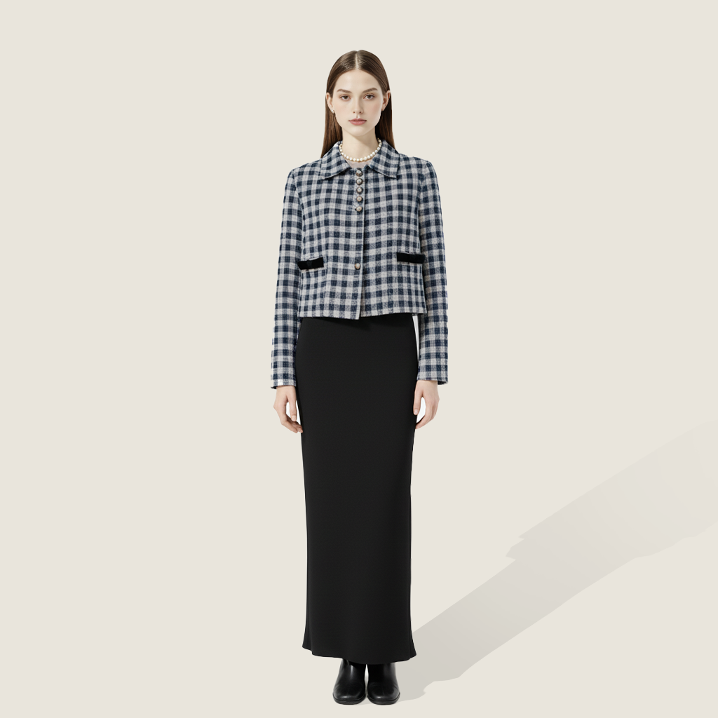 Checked Tweed Cropped Jacket M31N