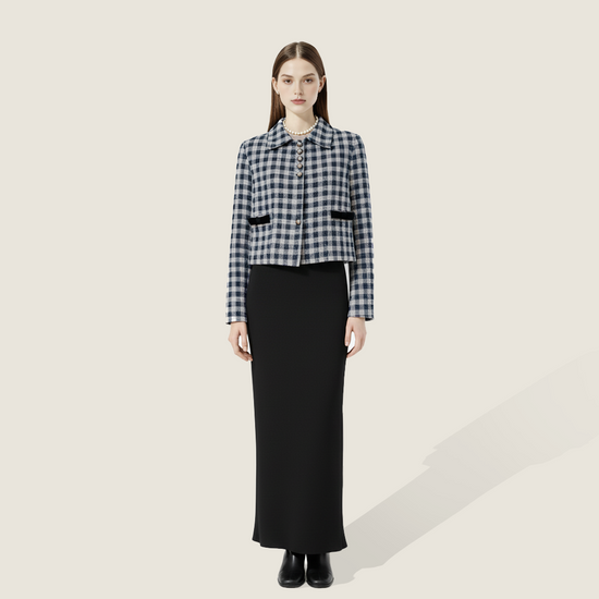 Checked Tweed Cropped Jacket M31N