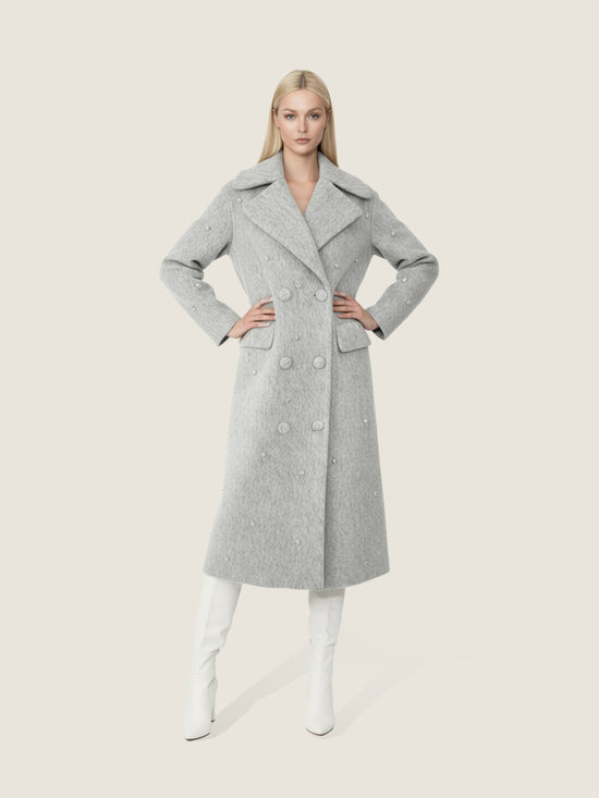 Embellished Wool Double-Breasted Coat M31N