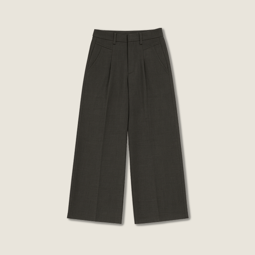 Women's Plain High-Waisted Loose Casual Wide-Leg Pants A10288