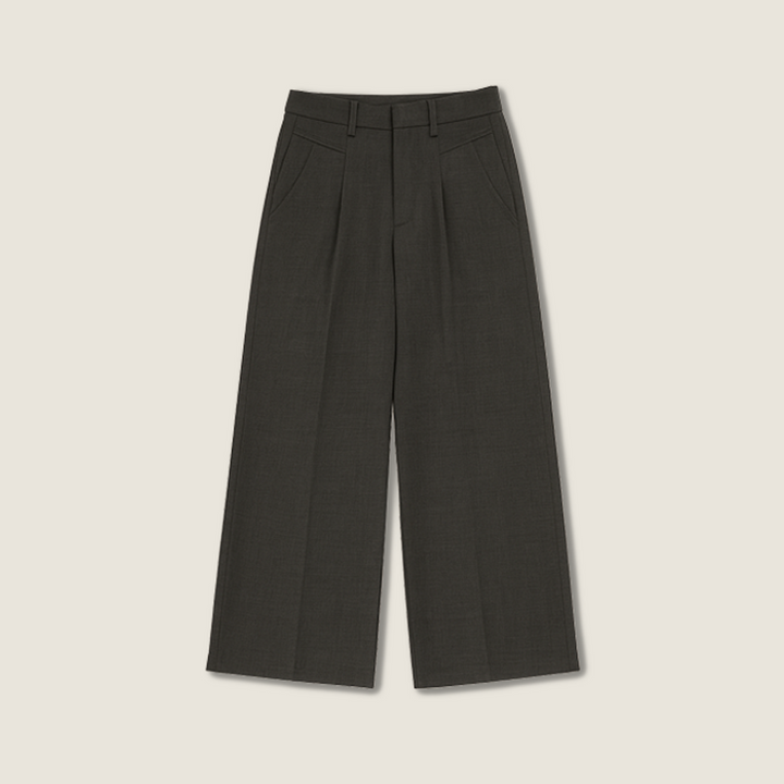 Women's Plain High-Waisted Loose Casual Wide-Leg Pants A10288