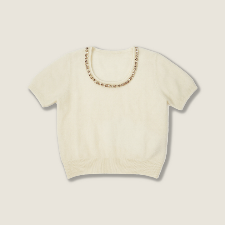 Embellished Scoop-Neck Knit Top A10413