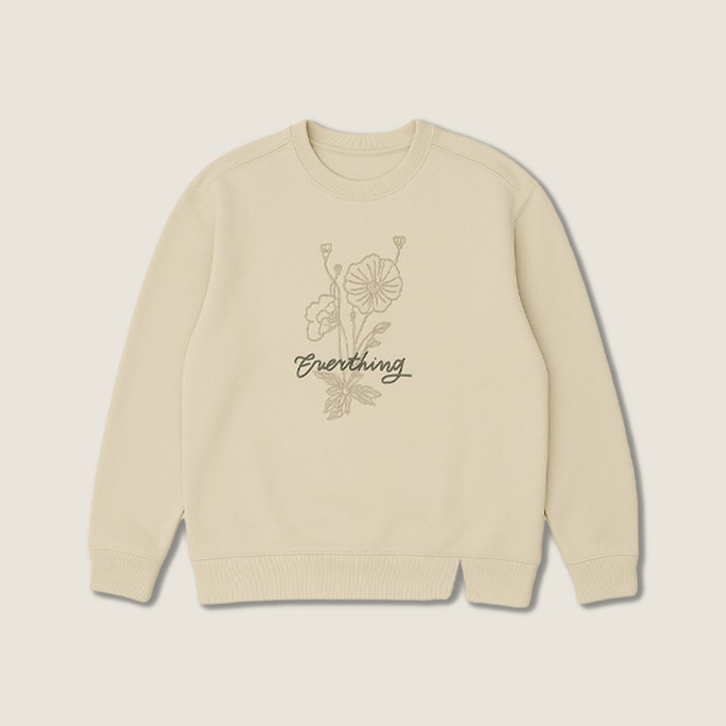 Women's Crew Neck Sweatshirt with Floral Embroidery and Lettering-Trendy Casual Pullover A10209