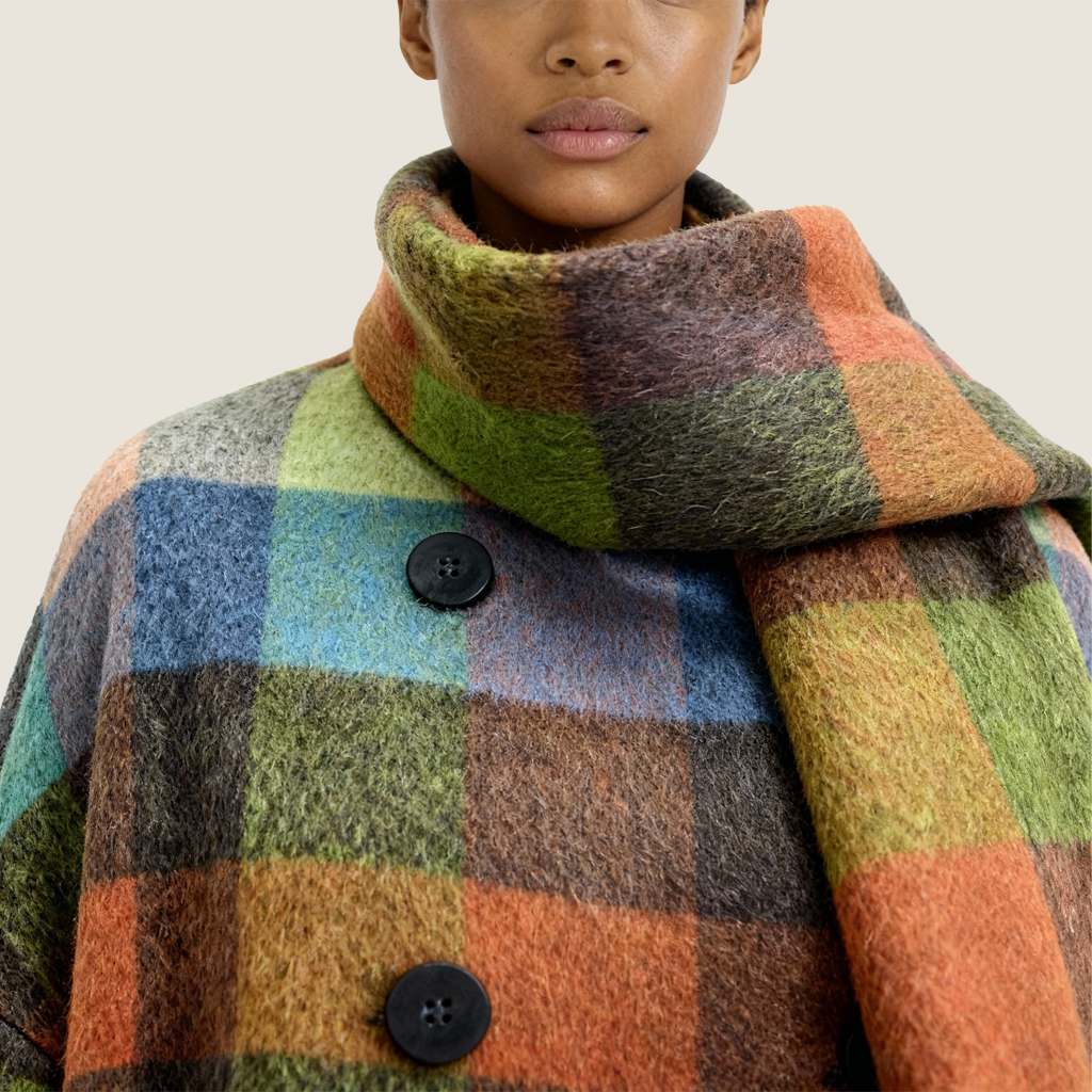 Check Coat with Scarf M31N