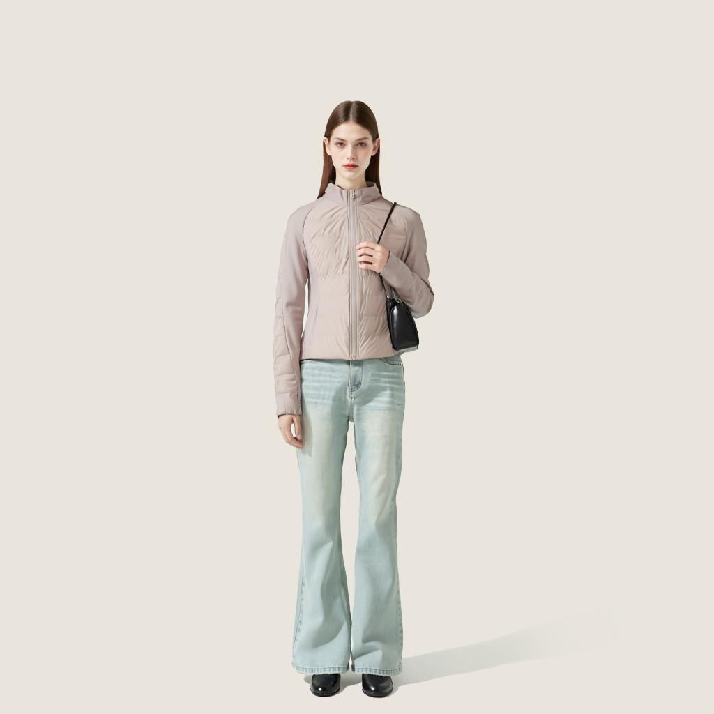 Women's Slim-Fit Quilted Zip-Up Outwear Sophisticated & Functional Design A10171