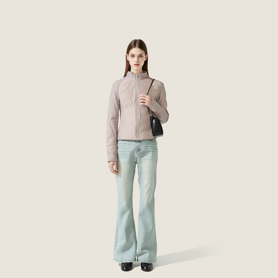 Women's Slim-Fit Quilted Zip-Up Outwear Sophisticated & Functional Design A10171
