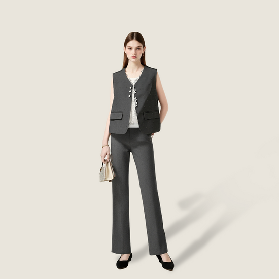 Women's Elegant Pearl Button Vest A10258