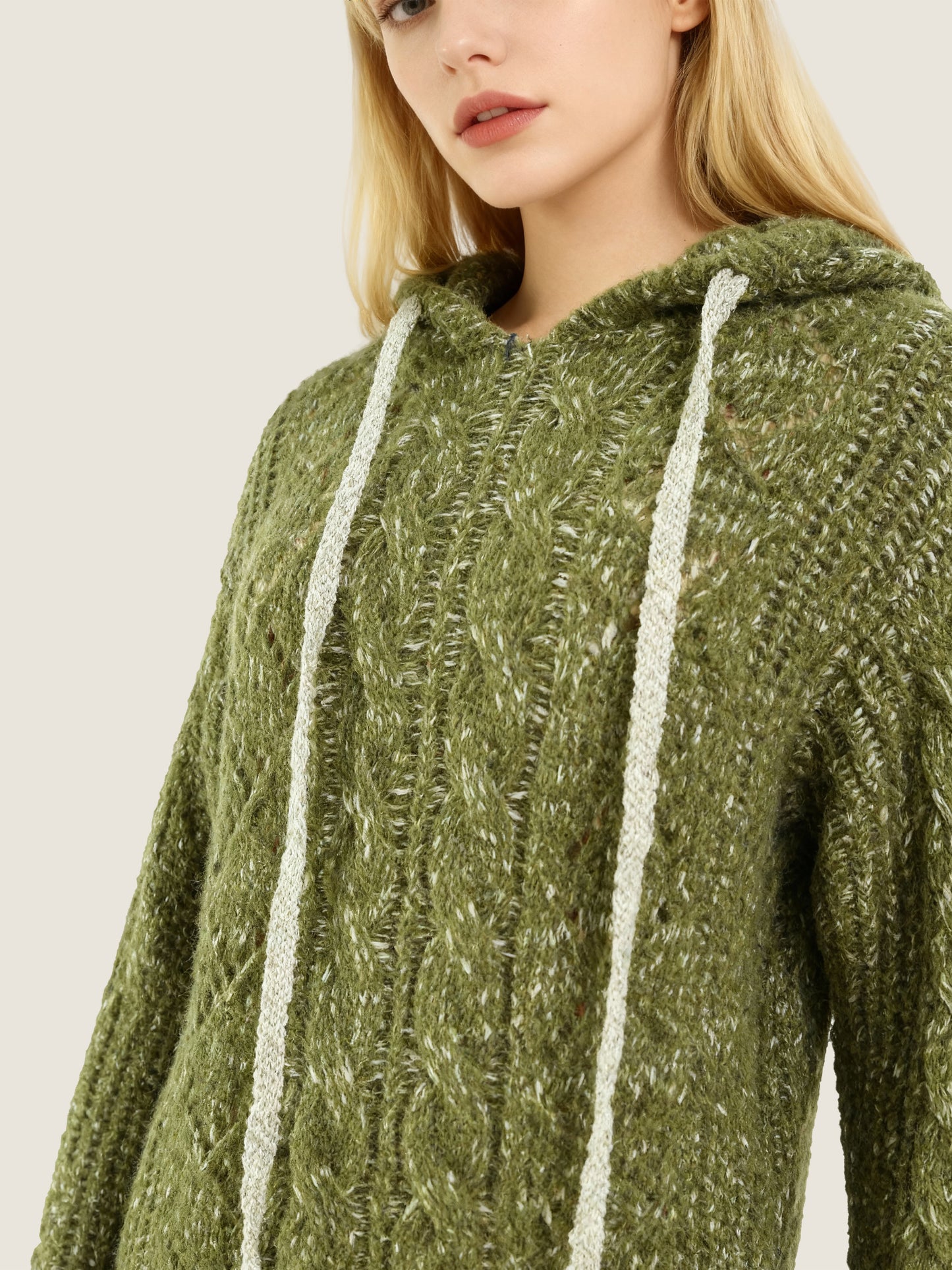 Cable-Knit Hooded Sweater