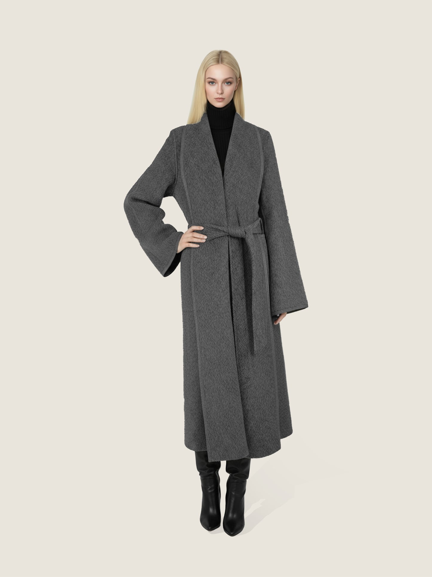 Belted Wool Long Coat M31N