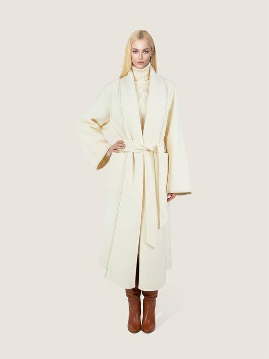 Belted Wool Long Coat M31N