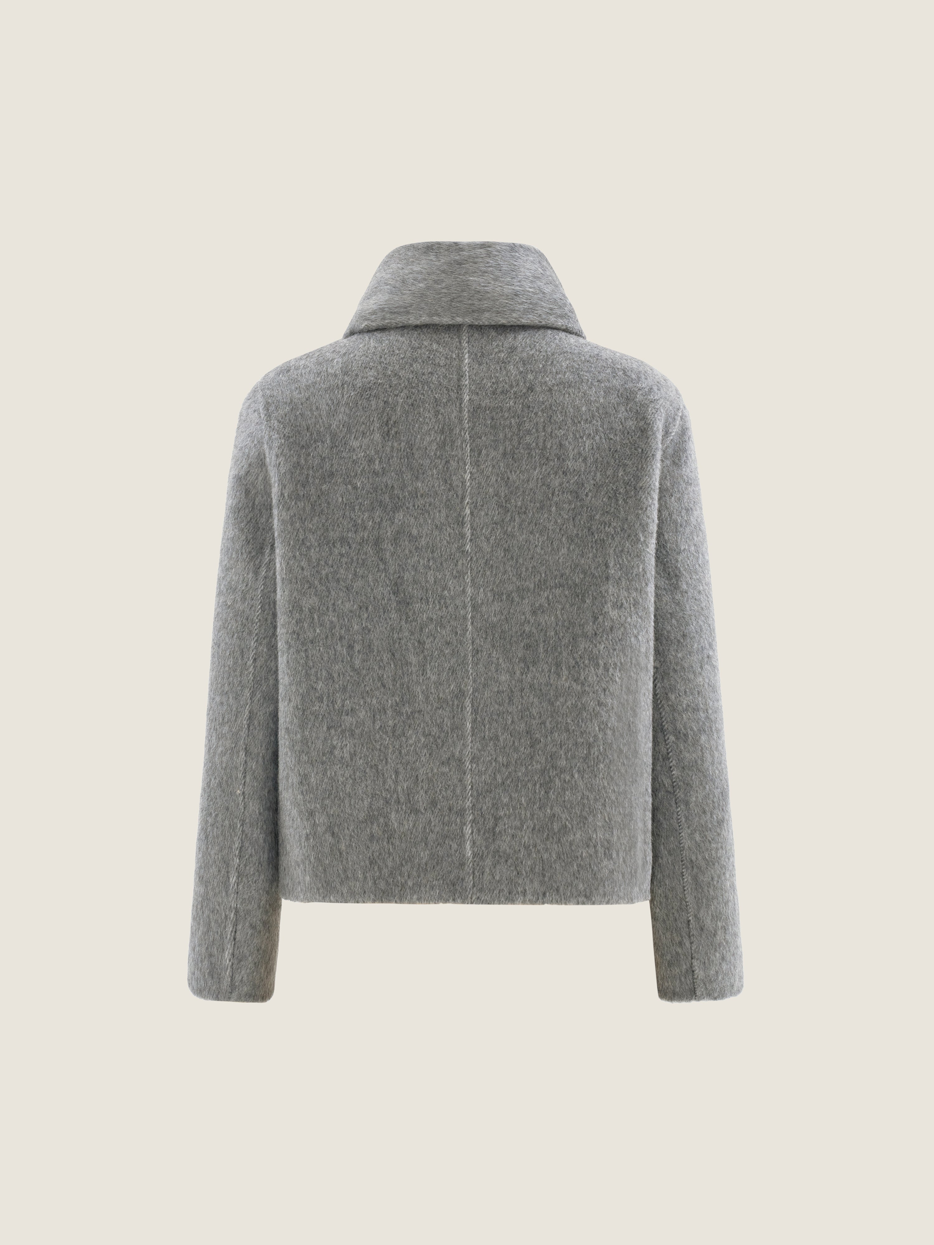 Double-Breasted Wool Jacket with Scarf Detail